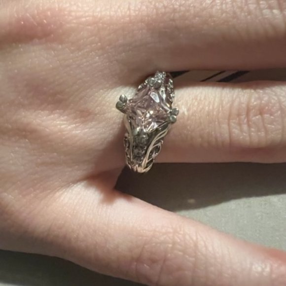 New Jackpot candles silver tone ring with pink center stone in size 6 - Picture 3 of 3